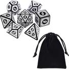 Kit 7 Dados Rpg Branco D&d Runas D4 D6 D8 D10 D10% D12 D20