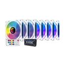 Kit 7 Fan Hayom RGB 120mm C/ Controladora Branco FC1309 Kit 7 Fan Hayom RGB 120mm C/ Controladora Branco FC1309