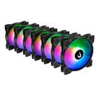 Kit 7 Fans Rise Mode X Led Rainbow 120mm Preto - RM-XLD-RBW-7 Kit 7 Fans Rise Mode X Led Rainbow 120mm Preto - RM-XLD-RBW-7