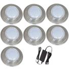 Kit 7 Hiper Led Brustec 6W Branco Inox 316L + Fonte 5A