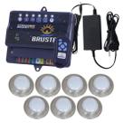 Kit 7 hiper led rgb 6w + central de comando brustec