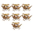 Kit 7 Jogos de Mesa Dobravel com 4 Cadeiras de Madeira 70x70 para Restaurante e Bar - Mel