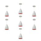 Kit 7 Luminária Pendente Bala Nova Com Interior Vermelho Com Fiação 110/220v