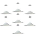 Kit 7 Luminária Pendente Chapéu Chinês Com Interior Branco Brilho Com Fiação 110/220v