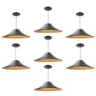 Kit 7 Luminária Pendente Chapéu Chinês Com Interior Cobre Com Fiação 110/220v