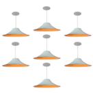 Kit 7 Luminária Pendente Chapéu Chinês Com Interior Laranja Com Fiação 110/220v
