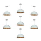 Kit 7 Luminária Pendente Meia Lua 24cm Com Interior Cobre Fiação 110/220v