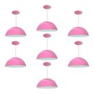 Kit 7 Luminária Pendente Meia Lua 34cm Com Interior Branco Brilho Com Fiação 110/220v