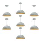 Kit 7 Luminária Pendente Meia Lua 40cm Interior Cobre Fiação 110/220v
