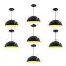 Kit 7 Luminária Pendente Meia Lua 50cm Interior Amarelo Com Fiação 110/220v