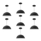 Kit 7 Luminária Pendente Meia Lua 50cm Interior Branco Brilho Com Fiação 110/220v