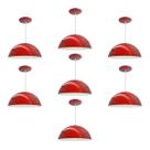 Kit 7 Luminária Pendente Meia Lua 50cm Interior Branco Brilho Com Fiação 110/220v