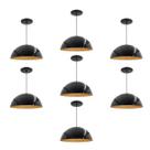 Kit 7 Luminária Pendente Meia Lua 50cm Interior Cobre Com Fiação 110/220v
