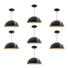 Kit 7 Luminária Pendente Meia Lua 50cm Interior Cobre Com Fiação 110/220v