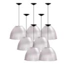 Kit 7 Luminárias Prismática Para Galpão Pavilhão Industrial 16 Pol 40cm Cabo 2M