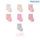 Kit 7 Pares Meia Lisa Semaninha Bebê Pimpolho Prematuro RN Menina