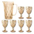 Kit 7 Pcs Taças Vidro Diamond 260ml + Jarra 1L Âmbar Lanty