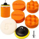 Kit 7 Peças 5 Pol. 125mm Discos Espuma Boina Lã Prato Pino M14 Polimento Automotivo KP24