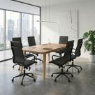 Kit 7 Peças com Mesa de Reunião e 6 Cadeiras de Escritório Esteirinha Sevilha Espresso Móveis