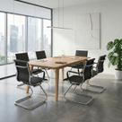 Kit 7 Peças com Mesa de Reunião e 6 Cadeiras Fixa Esteirinha material sintético Espresso Móveis