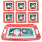 Kit 7 Peças Para Entradas / Sobremesas Natalinas Ho Ho Ho Melamina (Material Sintético)