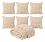 Kit 7 Peças Peseira King Size E 6 Capas Almofadas 45x45cm
