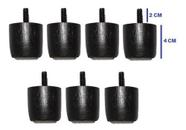 Kit 7 Pés Para Cama Box Baú Casal JR Preto Altura 4cm Madeira Maciça
