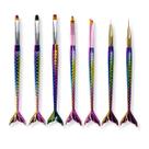 Kit 7 Pincéis Rabo de Sereia Unha Gel Alongamento Nail Art Decoração Manicure