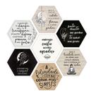 Kit 7 Placas Decorativas Hexágonos 25x22 Frases Motivacionais Você Escolhe
