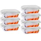 kit 7 Pote Vidro 370ML Vai ao Forno e Microondas Retan c/Tampa