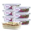 KIT 7 Potes de Vidro Retangular com Tampa Hermética 1520ml