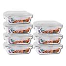 KIT 7 Potes de Vidro Retangular com Tampa Hermética 640ml