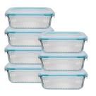 Kit 7 Potes Hermético 370ML Vidro Marmita/Lancheira Frutas Fit