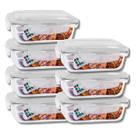 Kit 7 Potes Hermetico Vidro 1040ml Marmita Tampa 4 Travas