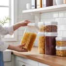 Kit 7 Potes Herméticos Acrílico Organizador Geladeira Cozinha Promoção Mantimentos Alimento