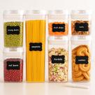Kit 7 Potes Herméticos para Mantimentos Tampa Branca com Etiquetas e Caneta Organização de Cozinha WESTING by BSMIX