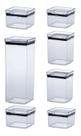 Kit 7 Potes Herméticos Quadrados Lumini 480 / 1000 / 2200 ML