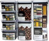 Kit 7 Potes Lumini Herméticos Rentangular Acrílico p/ Alimentos Objetos Empilhável Paramount