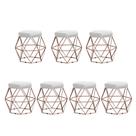 Kit 7 Puffs decorativos aramado Vanessa-material sintético branco