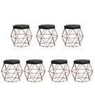 Kit 7 Puffs decorativos aramado Vanessa-material sintético preto