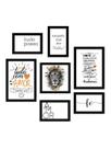 kit 7 Quadros Decorativos Leão Religioso Frases Biblicas Motivacionais Amor
