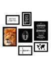 kit 7 Quadros Decorativos Leão Religioso Frases Biblicas Motivacionais