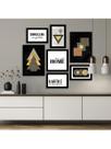 Kit 7 Quadros Decorativos Placas Abstrato Dourado Revolucionário