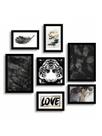 Kit 7 Quadros Decorativos Placas Black Marmore Love