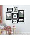 Kit 7 Quadros Decorativos Placas Home Sweet Home Verde Abstrato