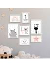 Kit 7 Quadros Decorativos Placas Infantil Love Be Happy