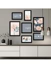 Kit 7 Quadros Decorativos Placas Inspira Respira Não Pira Floral
