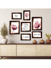 Kit 7 Quadros Decorativos Placas Lar Doce Lar Rose