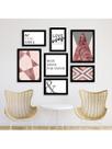 Kit 7 Quadros Decorativos Placas Rosa Abstrato Love Wens