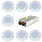 Kit 7 Refletor Hiper LED 16W Frente New + Fonte 10A Brustec Kit 7 Refletor Hiper LED 16W Frente New + Fonte 10A Brustec